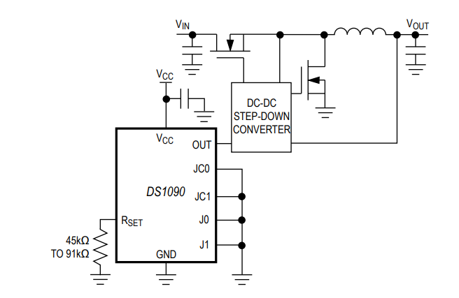 Application Circuit Diagram - Analog Devices / Maxim Integrated DS1090 Spread-Spectrum EconOscillator™